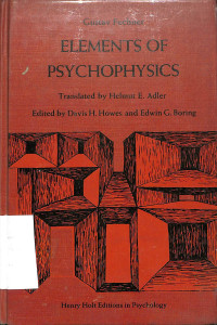 Image of ELEMENTS OF PSYCHOPHYSICS